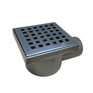 Çekvalfli Plastik Yer Süzgeci Yandan Çıkışlı Ø50 mm Paslanmaz Izgaralı