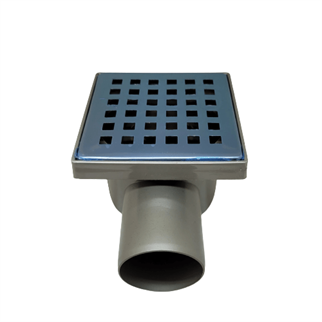 Çekvalfli Plastik Yer Süzgeci Yandan Çıkışlı Ø50 mm Paslanmaz Izgaralı