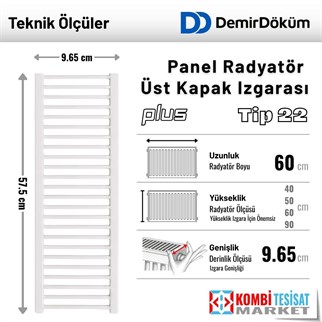 Demirdöküm Panel Plus Tip 22 Radyatör Üst Kapak Izgarası 60 cm