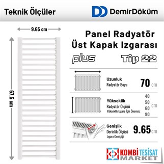 Demirdöküm Panel Plus Tip 22 Radyatör Üst Kapak Izgarası 70 cm