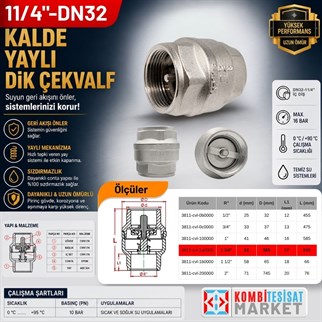 DN32-11/4 Kalde Yaylı Dik Çekvalf