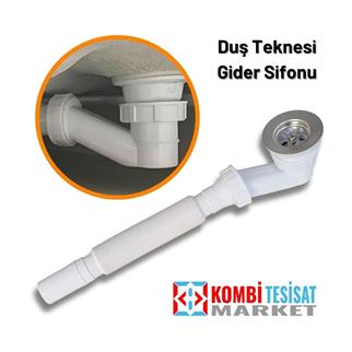 Duş Teknesi Gider Bağlantı Sifonu - Körüklü Rekorlu Duş Trobleni