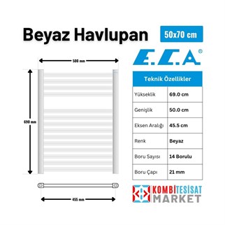 Eca 5/7 Düz Havlupan Beyaz I Havlu Kurutucu Radyatör I Banyopan
