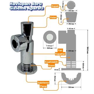 Havlupan Pex Vana ve Boru Gizleme Aparat Seti Krom