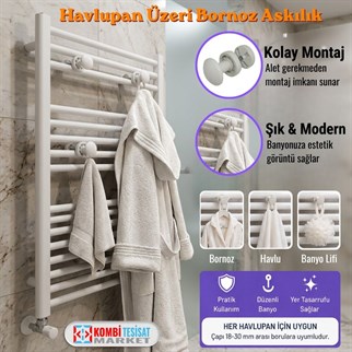 Havlupan Üzeri Bornoz Askılık-Beyaz