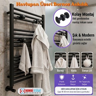 Havlupan Üzeri Bornoz Askılık-Siyah