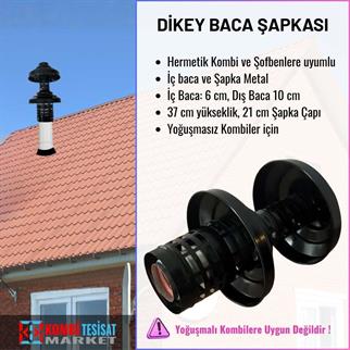 Hermetik Kombi Şofben Dikey Baca Şapkası