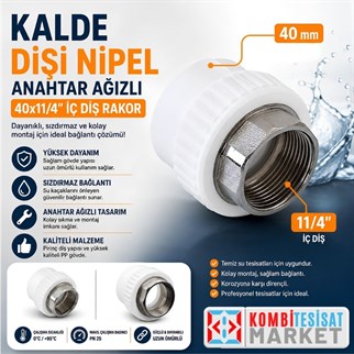 Kalde Dişi Nipel Ø40x11/4 İç Dişli Rakor
