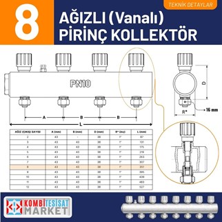Kalde Kendinden Vanalı Kollektör 1- Mavi - 8 Delikli I Ağızlı