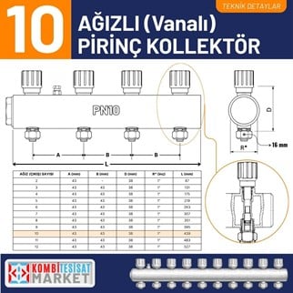 Kalde Kendinden Vanalı Kollektör 1- Mavi - 10 Delikli I Ağızlı