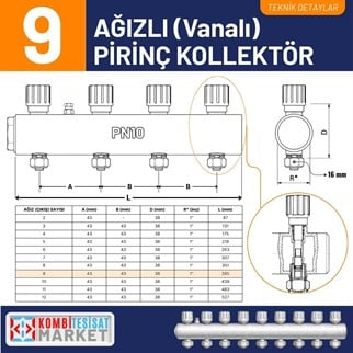 Kalde Kendinden Vanalı Kollektör 1- Mavi - 9 Delikli I Ağızlı