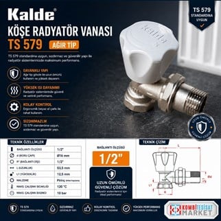 Kalde Köşe Radyatör Vanası - 1/2 - Ağır Tip