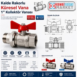 Kalde Rakorlu Küresel Vana - Kırmızı -1 Kollektör Vanası