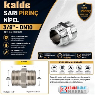 Kalde Sarı Pirinç Nipel - 3/8 - DN10