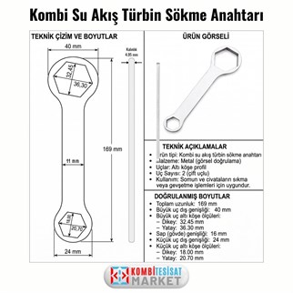 Kombi Su Akış Türbin Sökme Anahtarı