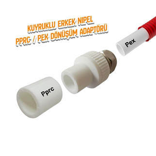 Kuyruklu Erkek Nipel Pe-x Pprc Bağlantı Adaptörü 20x16mm