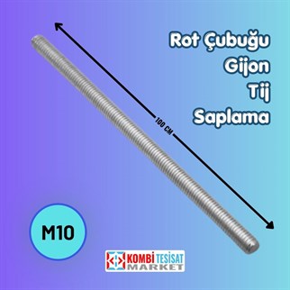 M10 Gijon Askı Rot Çubuğu 1 Metre (100 cm) Tij 10mm Saplama
