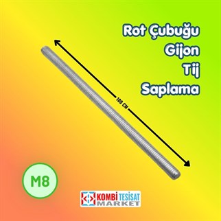 M8 Gijon Askı Rot Çubuğu 1 Metre (100 cm) Tij 8mm Saplama