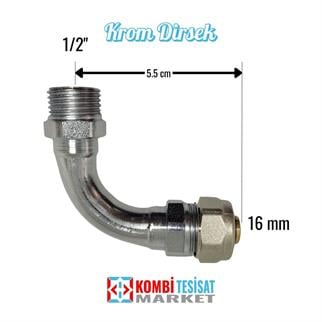 Pex Krom Dirsek 1/2x16mm Dirsekli Bağlantı Borusu