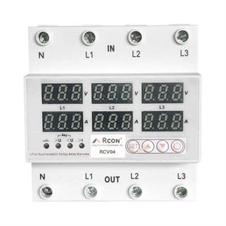 Rcon RCV04 Trifaze Akım ve Voltaj Korumalı Sigorta 63A