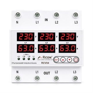 Rcon RCV04 Trifaze Akım ve Voltaj Korumalı Sigorta 63A