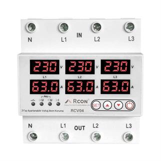 Rcon RCV04 Trifaze Akım ve Voltaj Korumalı Sigorta 63A