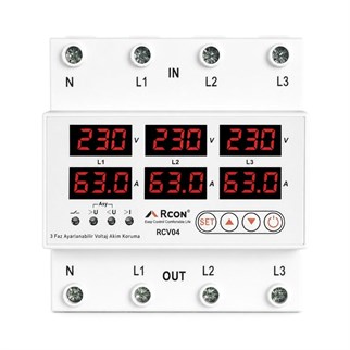 Rcon RCV04 Trifaze Akım ve Voltaj Korumalı Sigorta 63A
