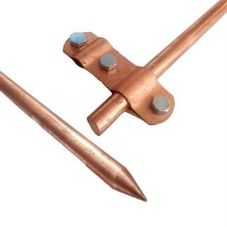 Saf Bakır Topraklama Çubuğu-80 cm 12 mm-Klemens Dahil