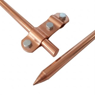 Saf Bakır Topraklama Çubuğu-80 cm 12 mm-Klemens Dahil