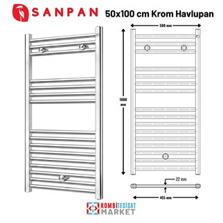 Sanpan Havlupan Düz Krom  5/10- Sanpan Banyopan 50x100 cm