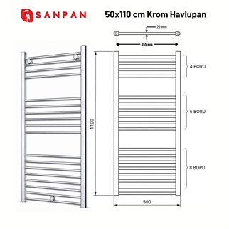 Sanpan Havlupan Düz Krom  5/11 Banyopan 50x110 cm