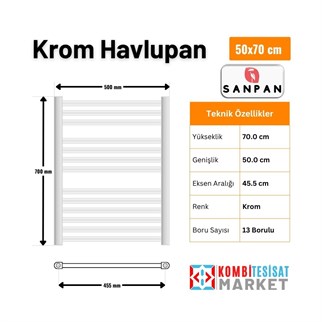 Sanpan Havlupan Düz Krom 5/7 Banyopan 50x70 cm