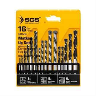SGS 16 Parça Matkap Ucu Seti Ahşap-Metal-Beton