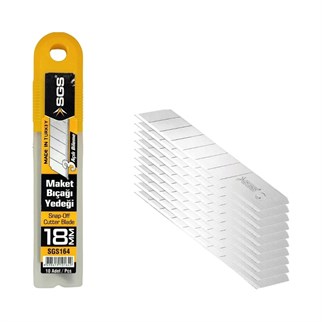 SGS Maket Bıçağı Yedeği 18mm 0.50mm Kalın Keskin Yedek Uç 10lu Paket