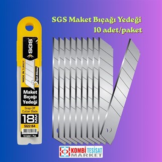 SGS Maket Bıçağı Yedeği 18mm 0.50mm Kalın Keskin Yedek Uç 10lu Paket