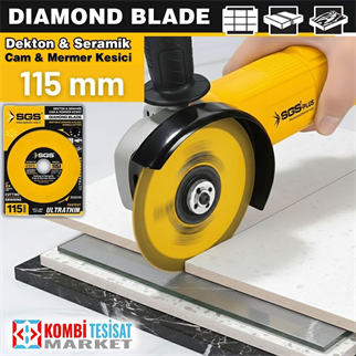 SGS Cam-Dekton-Seramik-Mermer Hassas Elmas Kesici 115 mm