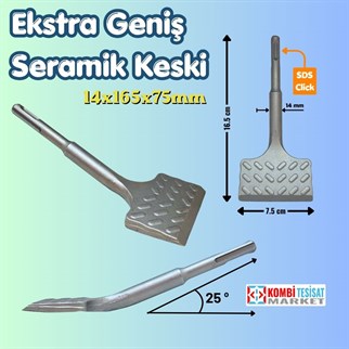 SGS Ekstra Geniş Seramik Keski 14x165x75mm SDS Plus Fayans ve Karo Sökme Ucu