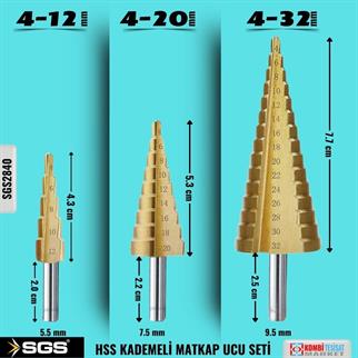 SGS Hss Kademeli Matkap Ucu Seti [4-12]-[4-20]-[4-32] mm