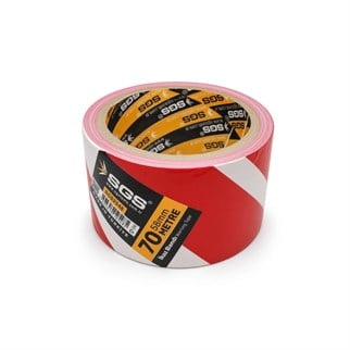 SGS İkaz Bandı 70 Metre Kırmızı-Beyaz Emniyet Şeridi Plastik 58 mm