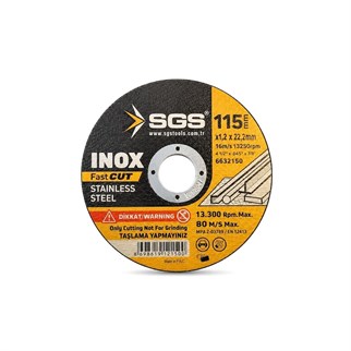 Sgs Inox Metal Kesme Taşı 115x1.0x22mm