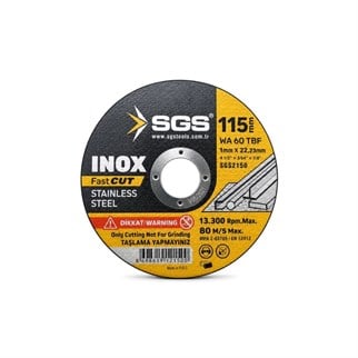 Sgs Inox Metal Kesme Taşı 115x1.0x22mm