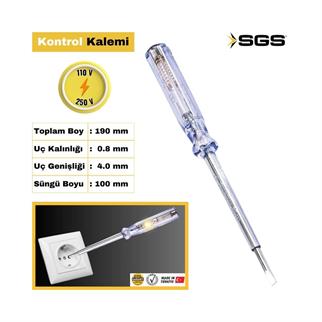 SGS Kontrol Kalemi Profesyonel Düz Tip Tornavida
