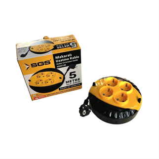 SGS Mini Makaralı Dörtlü Uzatma Kablosu 5 metre 3x1.5 mm