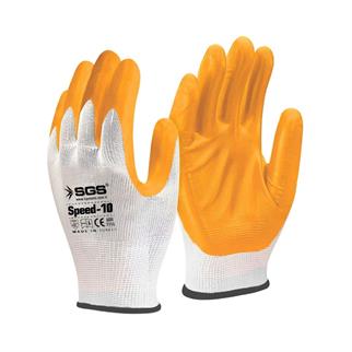 Sgs Sarı Nitril Kaplama Örme Eldiven Speed-10