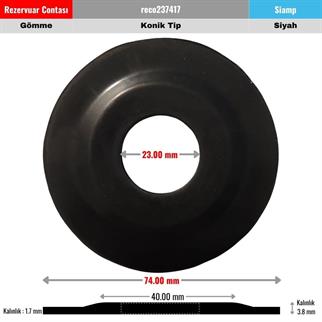 Siamp Gömme Rezervuar Tahliye Contası 23x74 mm Konik Siyah