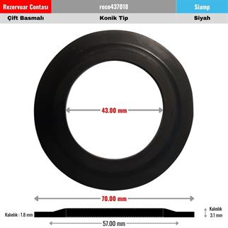 Simap Çift Basmalı Rezervuar Tahliye Contası 43x70 mm Konik Siyah