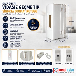 Sıva Üzeri Vidasız Geçme Tip Sigorta Otomat Kutusu