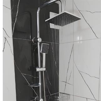 Siyah Detaylı Krom Tepe Duş Seti