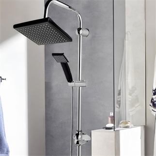 Siyah Detaylı Krom Tepe Duş Seti