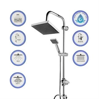 Siyah Detaylı Krom Tepe Duş Seti